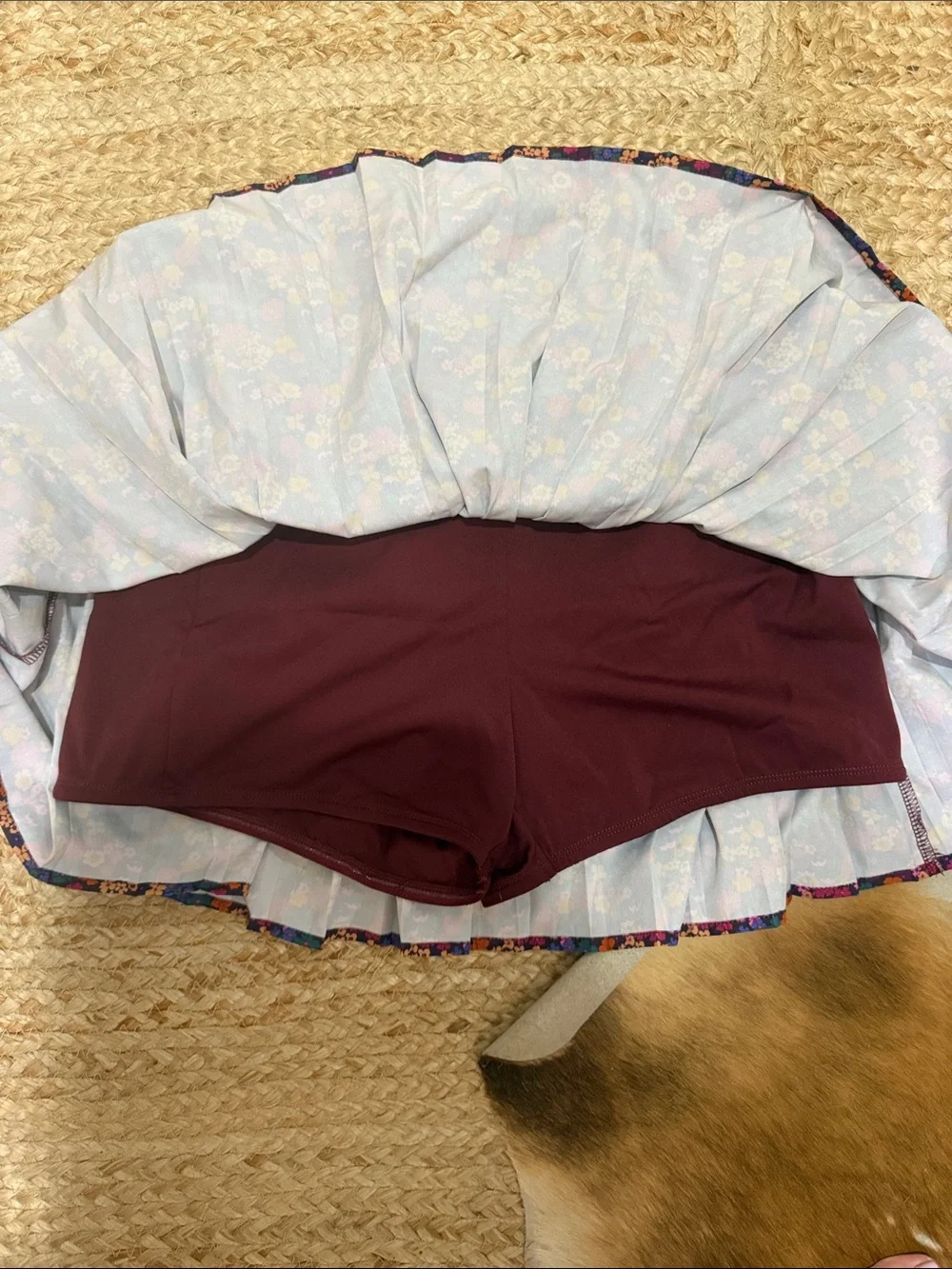 SSYS Women's Floral Gathered Skirt w/ built in shorts in Plum